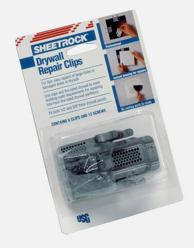 Sheetrock DRYWALL REPAIR CLIPS 6ct Professional Repair Instant No Cutting 380161