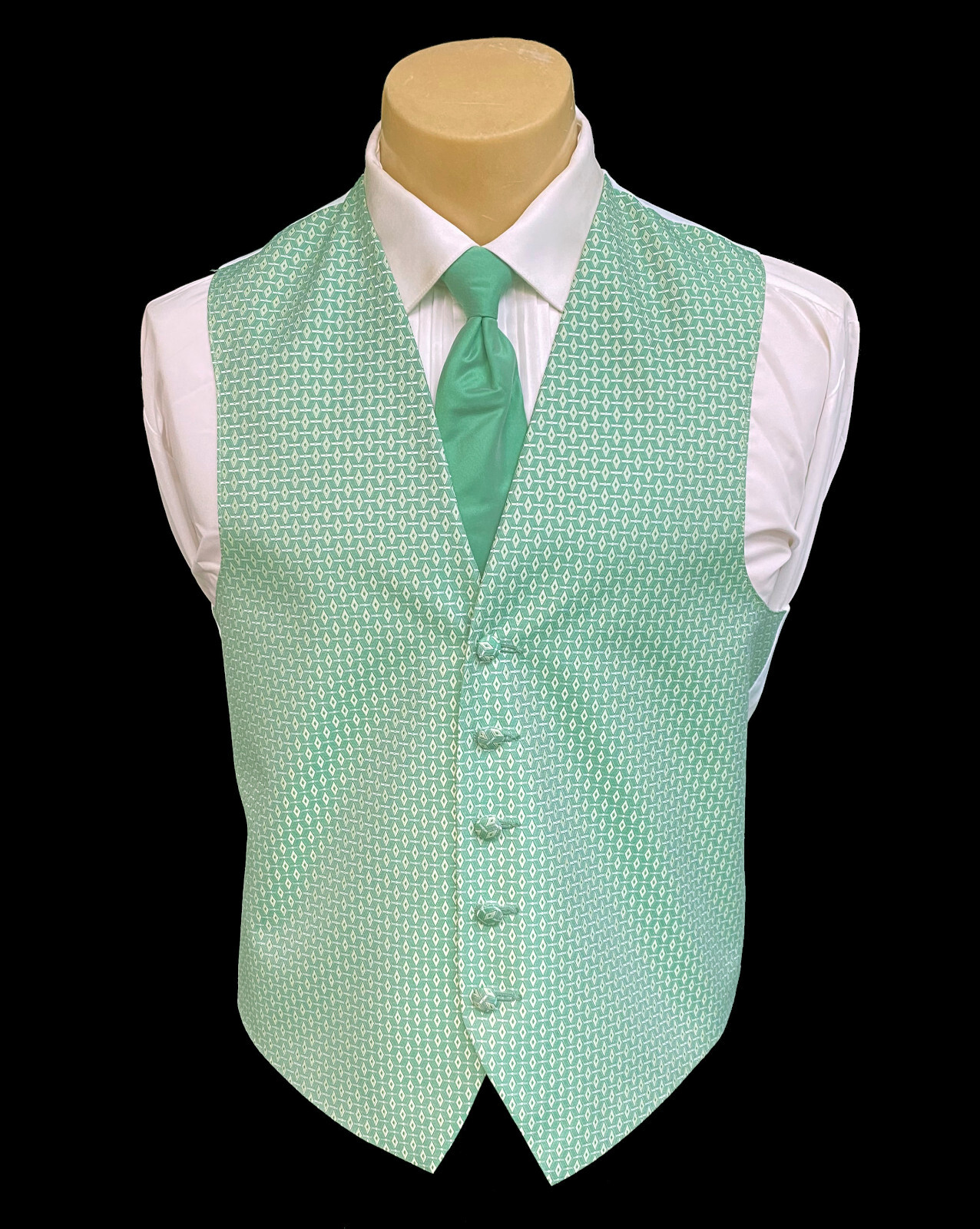 Men's After Six Clover Green Tuxedo Vest & Tie Free Shipping Big & Tall Sizes