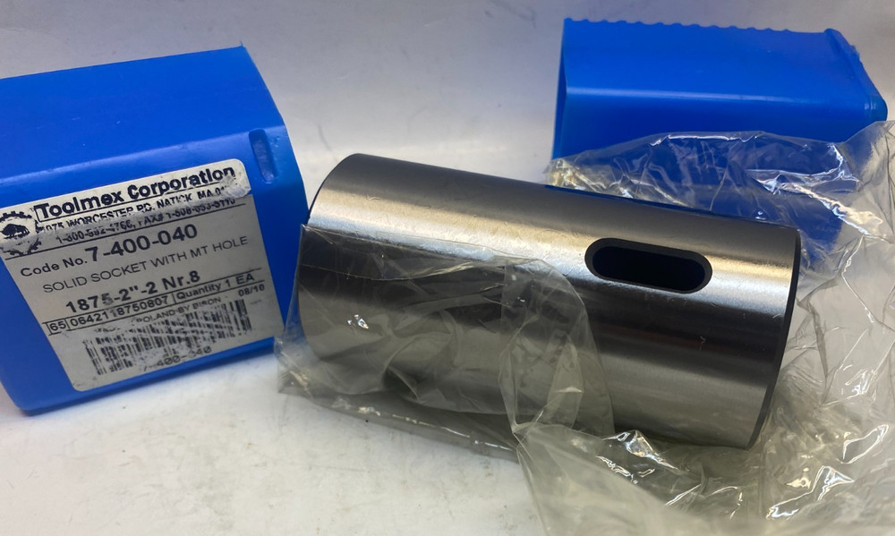BISON 7-400-040 / 8-532-040 Hardened Solid Socket #8 with MT2 Hole (2MT x 2 x 4)
