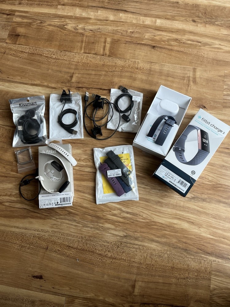 Various Fitbit accessories & Fitbit inspire 2 complete untested , bands chargers