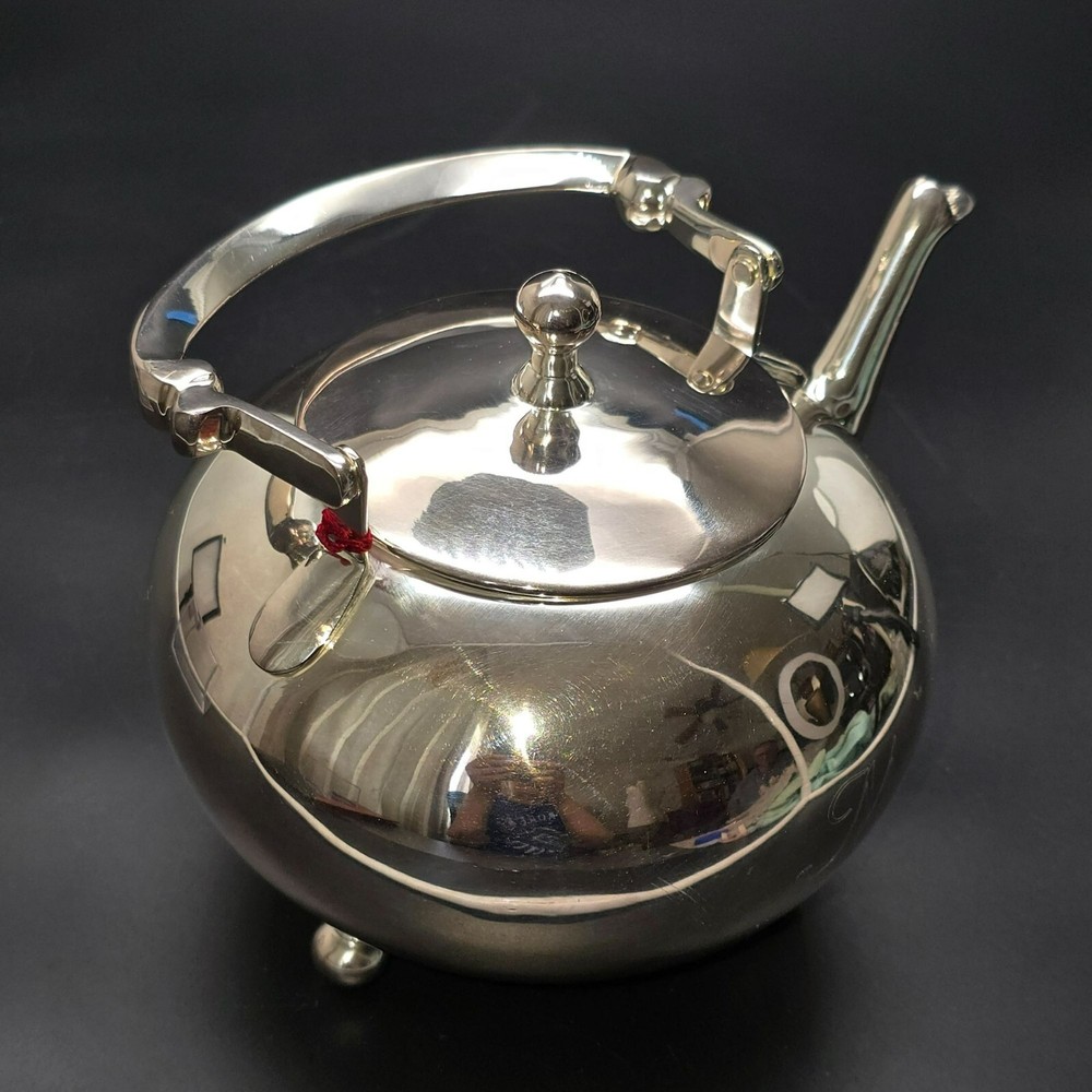 Vintage Silver-Plated Teapot Handle & Spout Monogrammed "M" Ball Footed DH1342