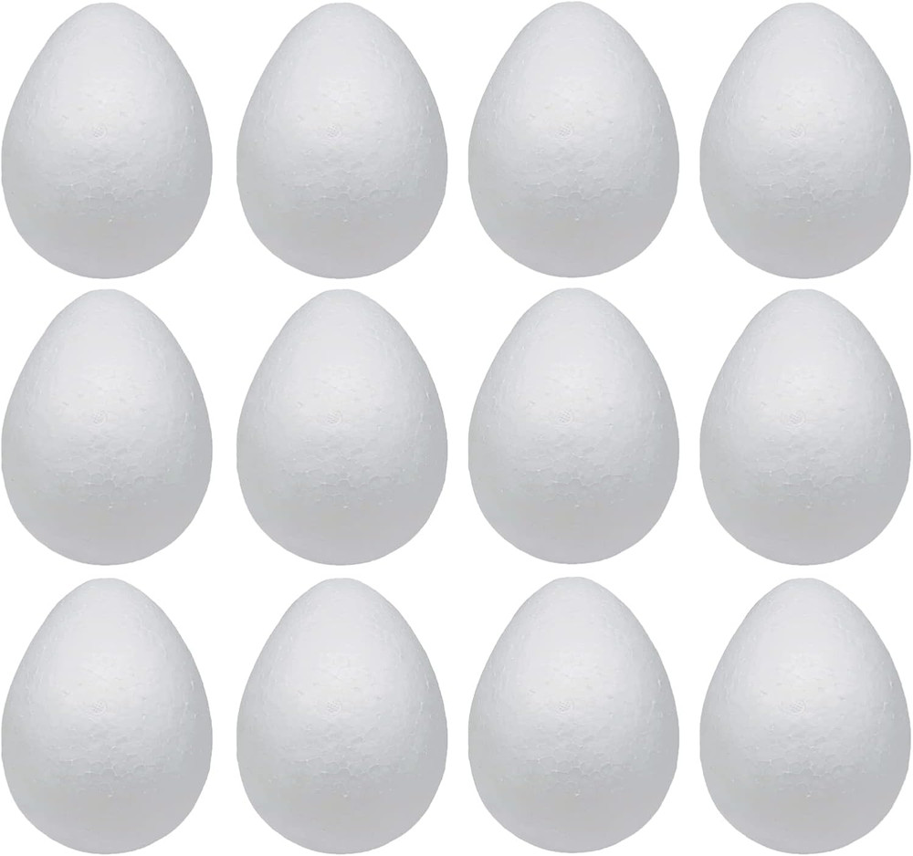 Foam Eggs 12Pcs 4.72 Inch (12Cm) White Craft Polystyrene Eggs Smooth for Spring