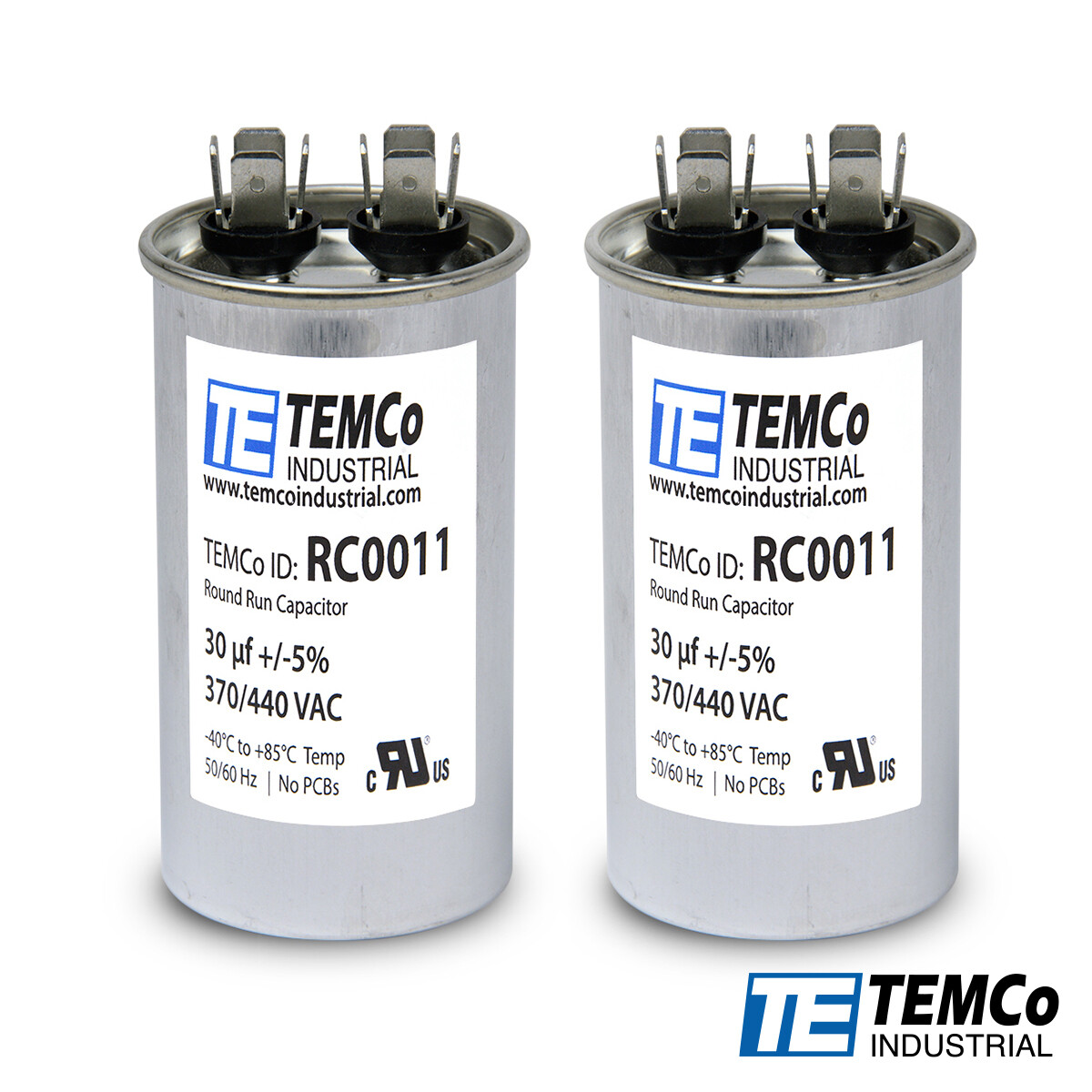 TEMCo 30 uf/MFD 370 VAC volts Round Run Capacitor 50/60 Hz -Lot-2