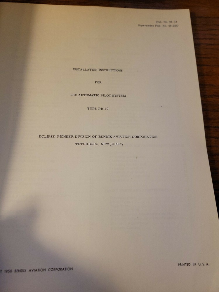 Bendix Eclipse -Power Autopilot Install Manual, PB-10
