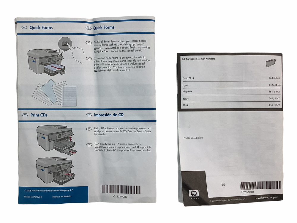 HP Photosmart C309 Series Basics Guide instructions & Quick Guide Setup Booklets
