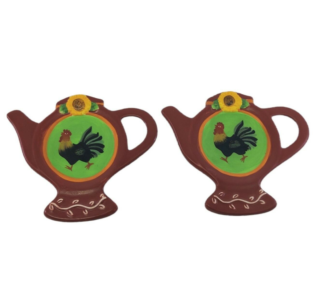 2 x Susan Winget Avignon Morning Brownlow Tea Bag Holders Rooster Sunflowers