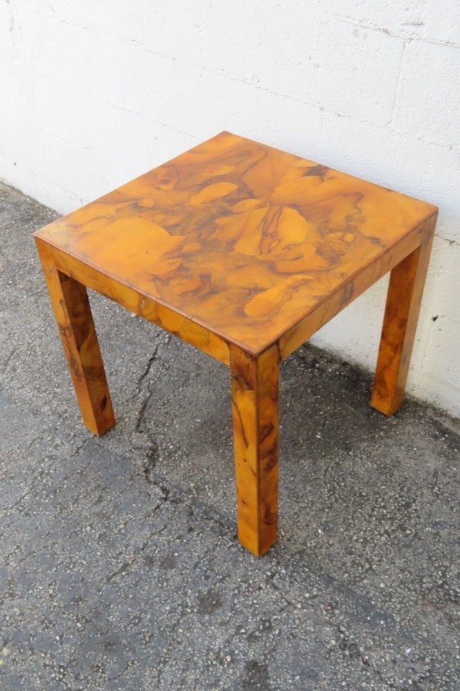 Italian Hollywood Regency Modern Patchwork Inlay Side End Tables a Pair 5966