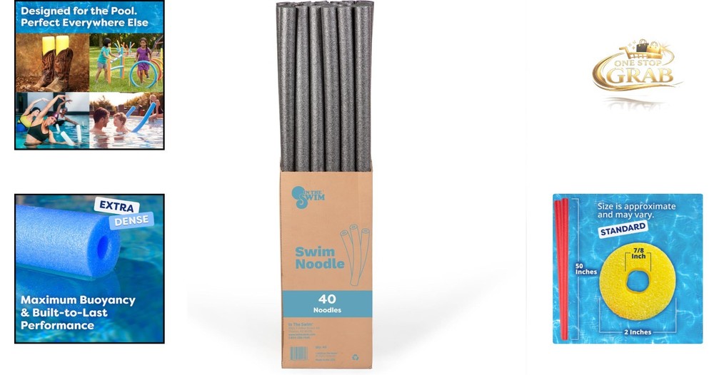 Black Pool Noodles 40-Pack Foam Floatation Exercise Pool Toy Large 50"