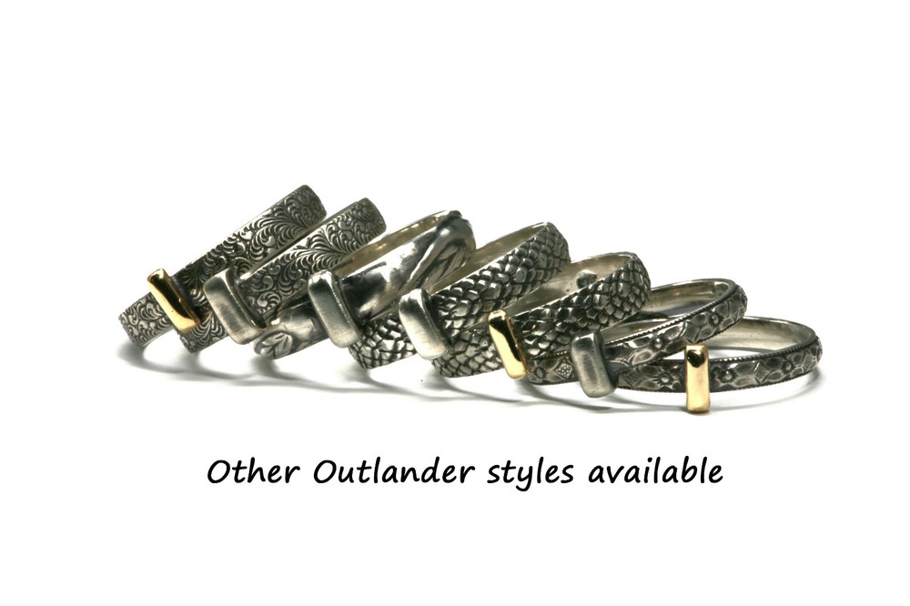 Outlander Celtic Style 925 Sterling Silver Band - Diamond Flower Pattern