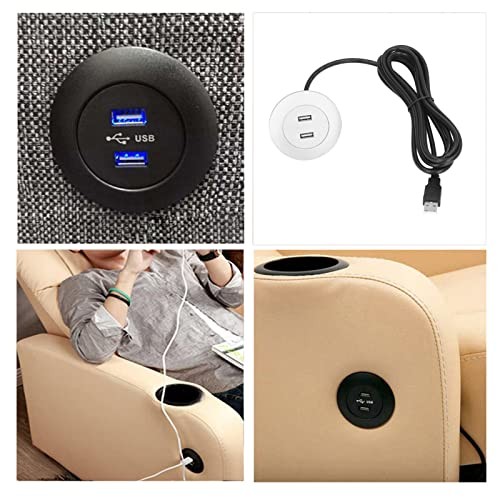 Sofa USB Charging Socket, Recessed USB Outlet Power Strip Flush Mount Silver