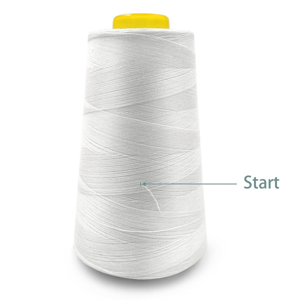 Polyester Thread 4 Cones 3000 Yards, White, Sewing Quilting Craft
