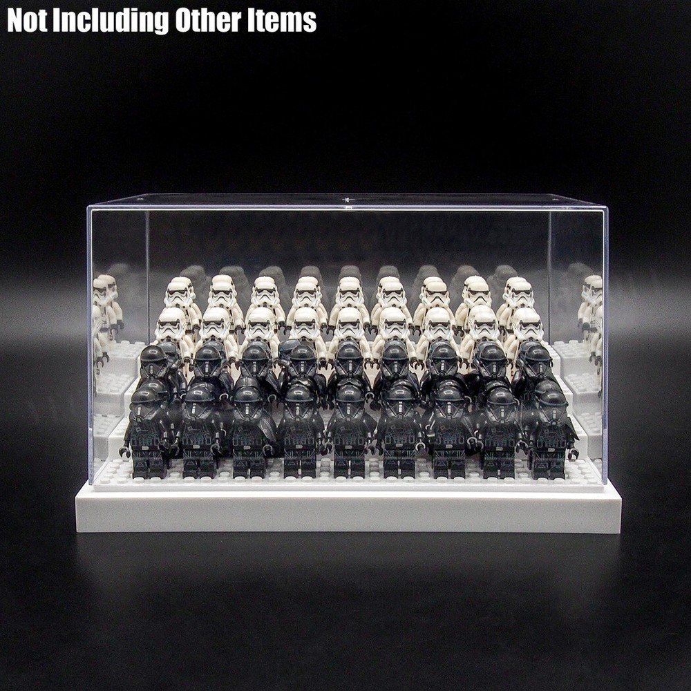 US White Acrylic Display Case Box 4 Steps For Building Blocks Plastic Base 24cm