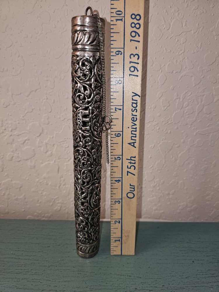 Antique Silver Scroll Container-Very Ornate