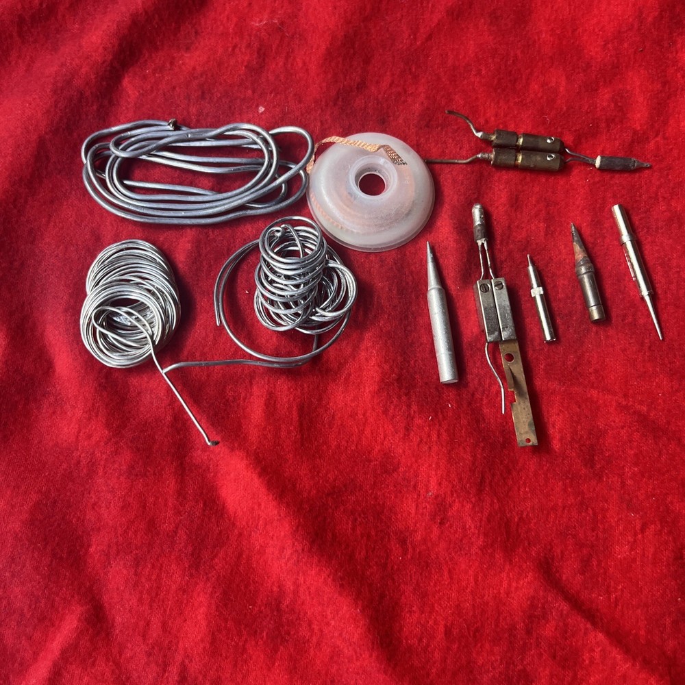 MIXED LOT SOLDERING TIPS & SOLDER SPOOLS - VARIOUS TYPES (k25)