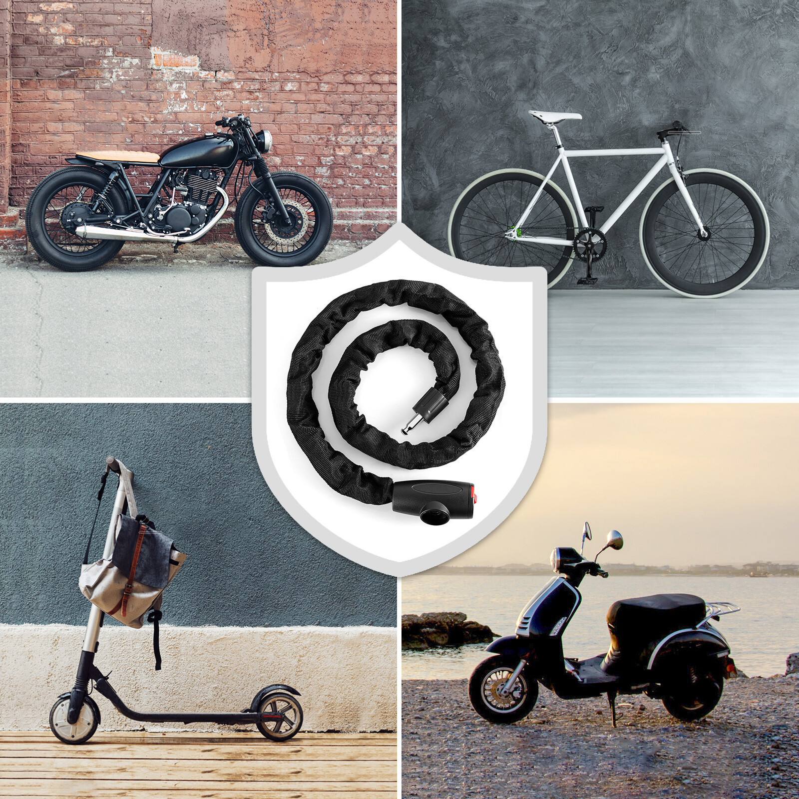 2x Bike Chain Lock 4 Foot/120cm Long Heavy Duty Chain Lock Durable Thick Chains