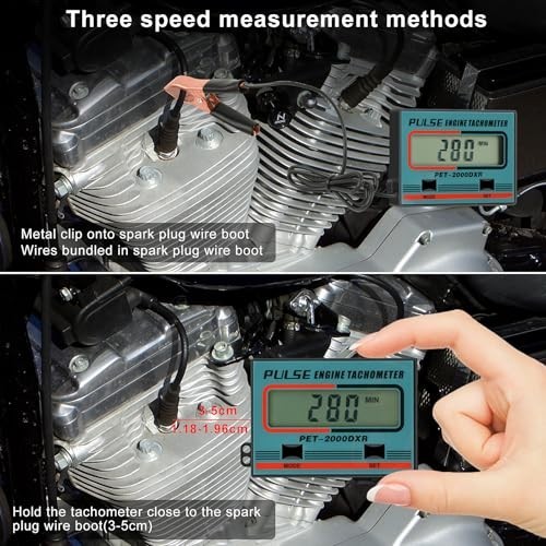 Small Engine Tachometer Digital Chainsaw RPM Gauge Tiny Tach Hour Meter with Cli