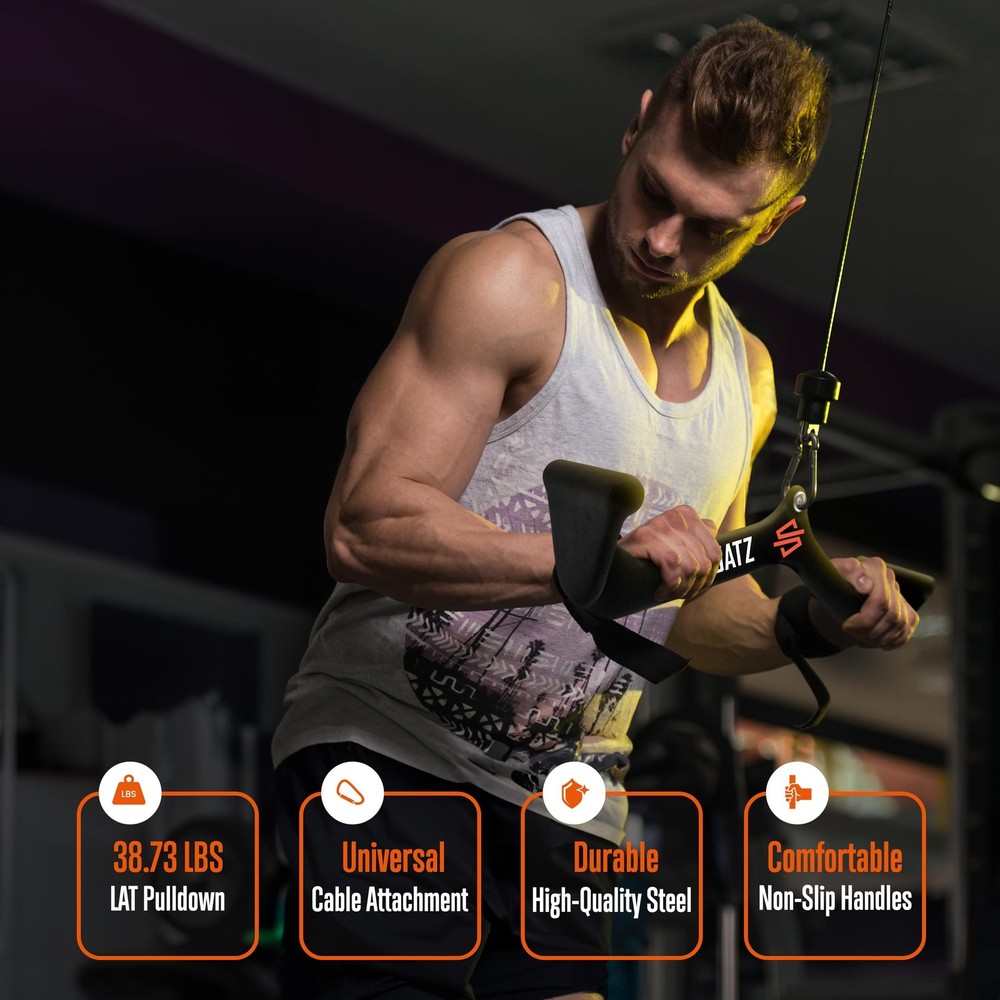 SQUATZ Lat Pulldown Attachments, T-bar, V-bar, Pulley Cable Attachments, Bice...