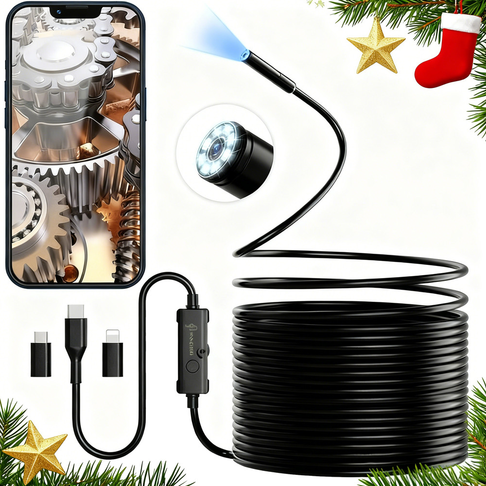 8LED USB Snake Endoscope Borescope HD Inspection Camera Scope For Android Type C