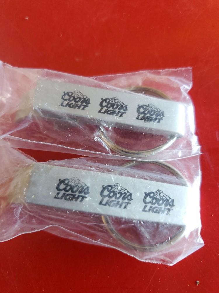 2 Coors Light Silver Colored Bottle Opener Keychain