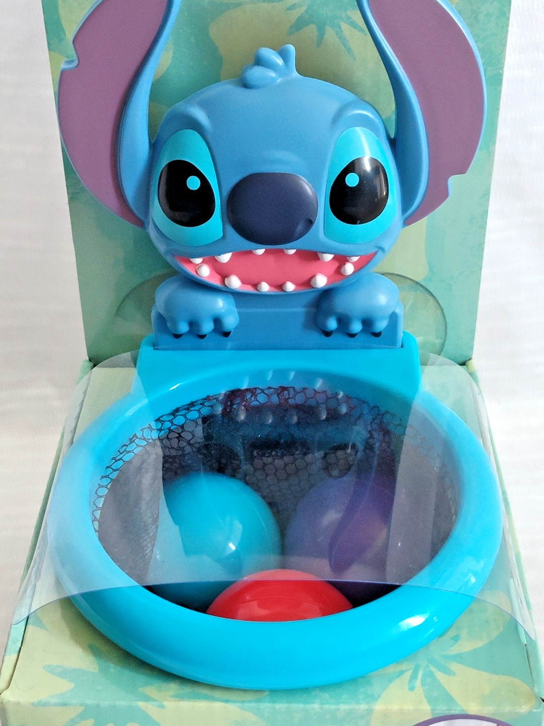 Disney Stitch Baby Bath Time Toy Floating Balls BasketBall Hoop Suctions NIB