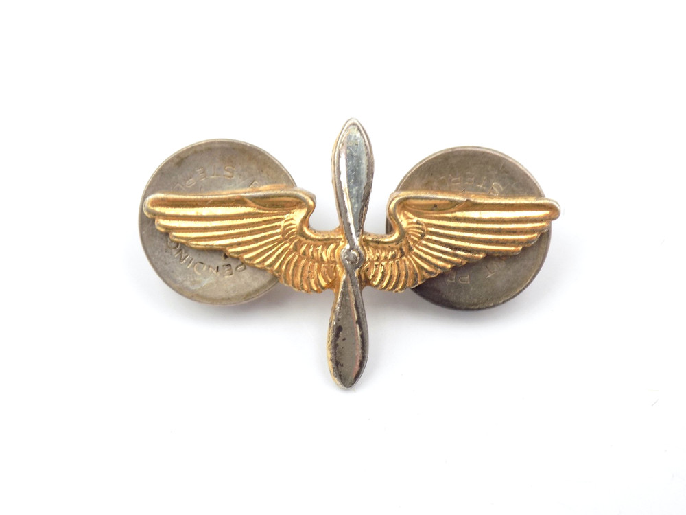 Original WWII US Army Air Force Pilot Sterling Collar Insignia
