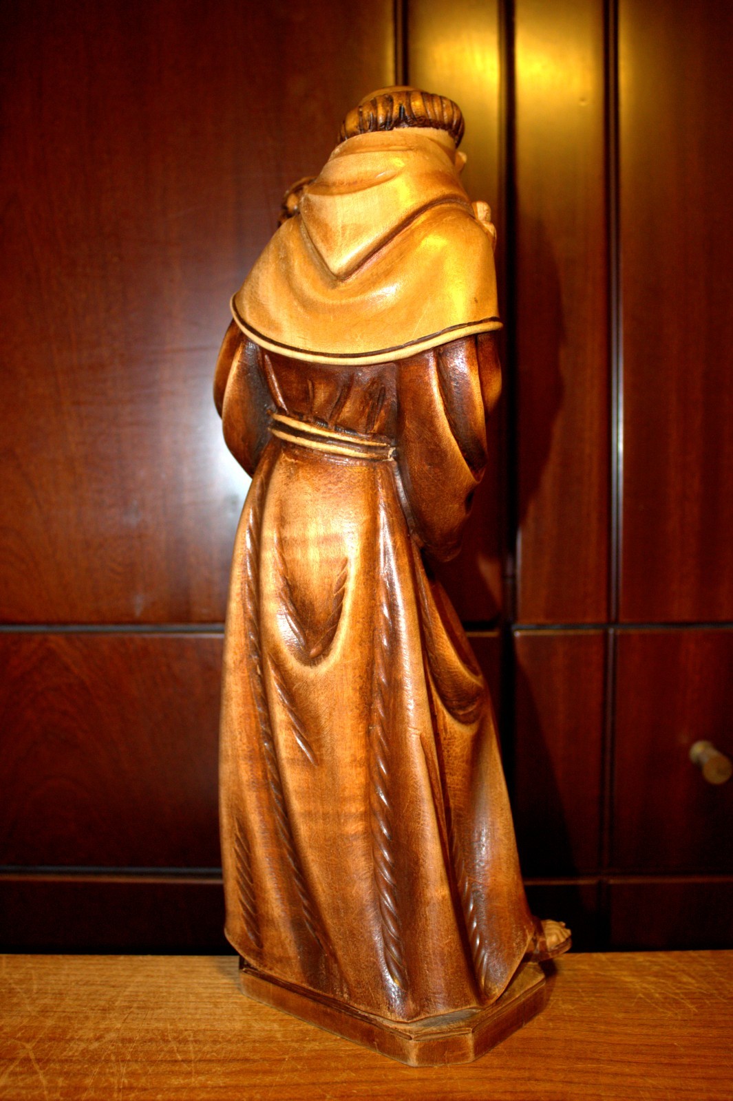 14" HAND CARVED WOOD CATHOLIC PATRON SAINT ANTHONY JESUS STATUE FIGURE SCULPTURE