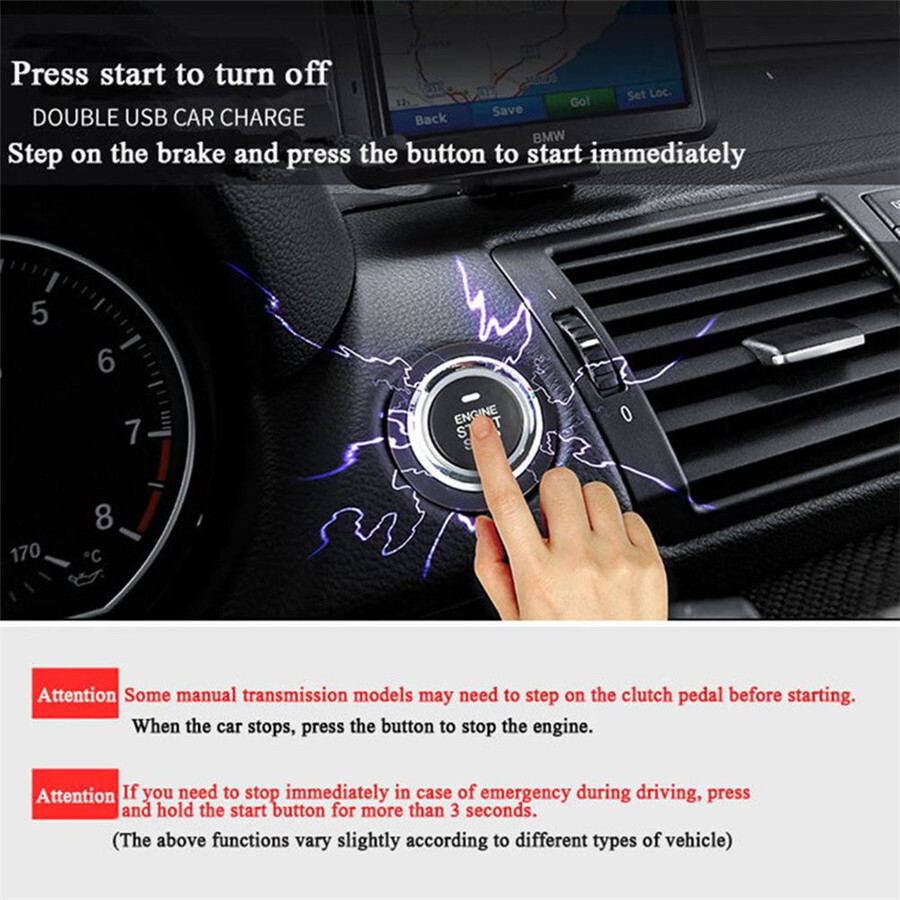 Car Keyless Entry Engine Start Stop Alarm System 12V Push One Button Starter Set