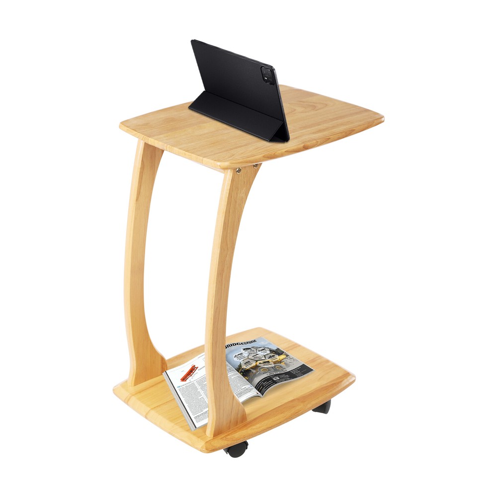 C Shaped End Table Small Side Sofa Table Sofa End Table Laptop Table Wheels Home