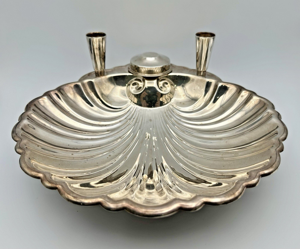Vintage Starr Co. Silver Plate Shell Appetizer Serving Toothpick Holder Dish 11"