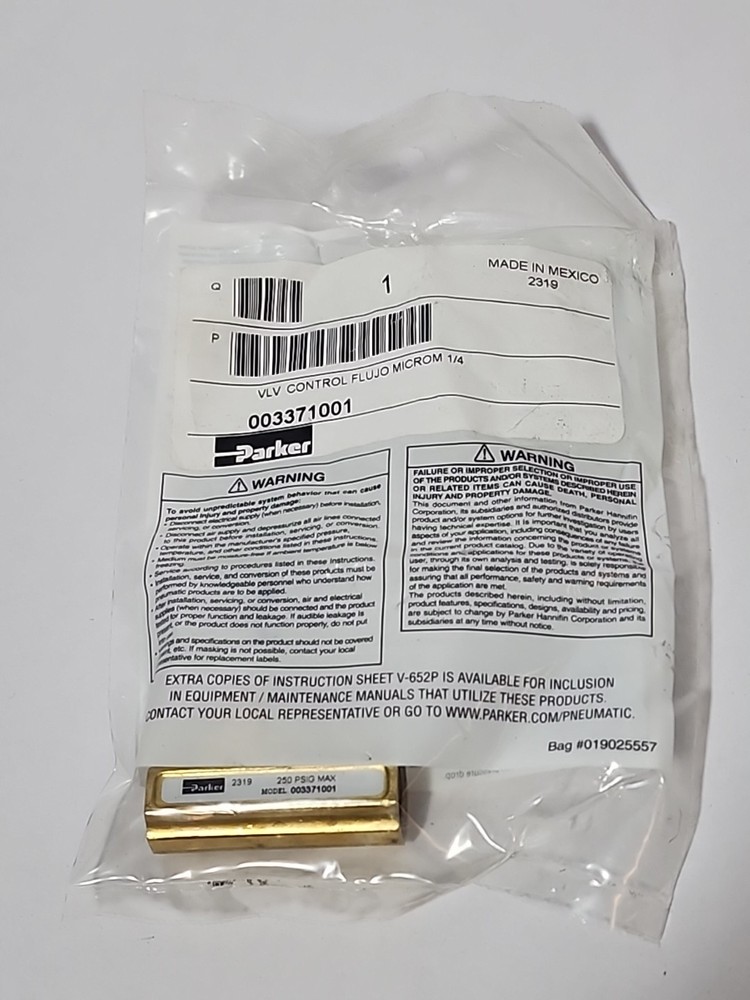 Parker 003371001 Flow Control Valve 1/4"