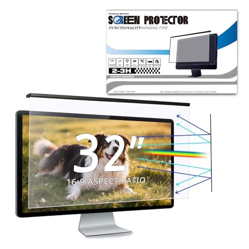 Blue Light Blocking Screen Protector for 32" 16:9 Computer Monitors, Removable