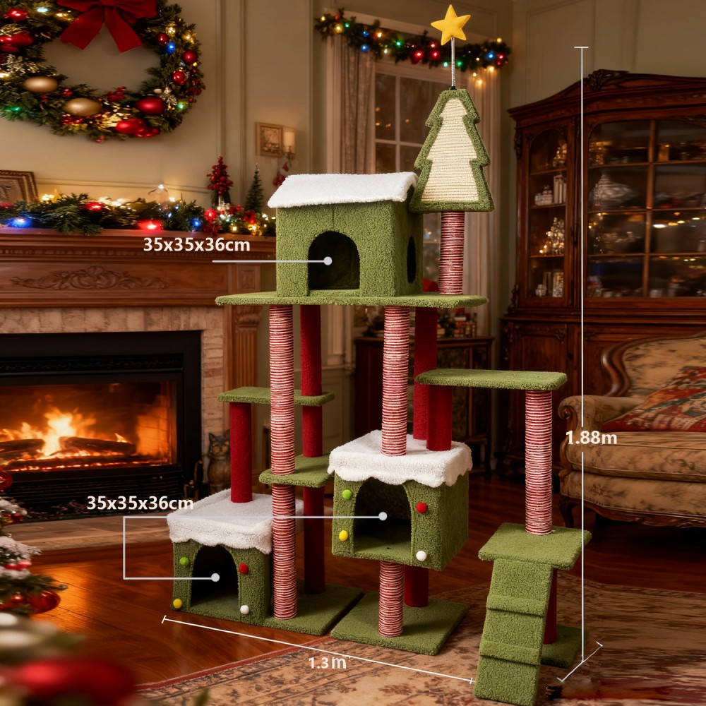 Tall Cat Tree Perch for Large Cats, Cat Tower Indoor Multi-Level Activity Tower