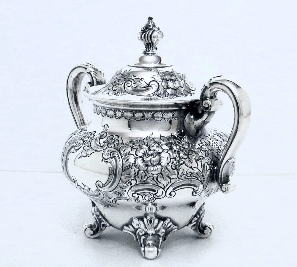 1937 REED & BARTON VICTORIAN ROCOCO REPOUSSE HAND CHASED COFFEE TEA SET 5 PC