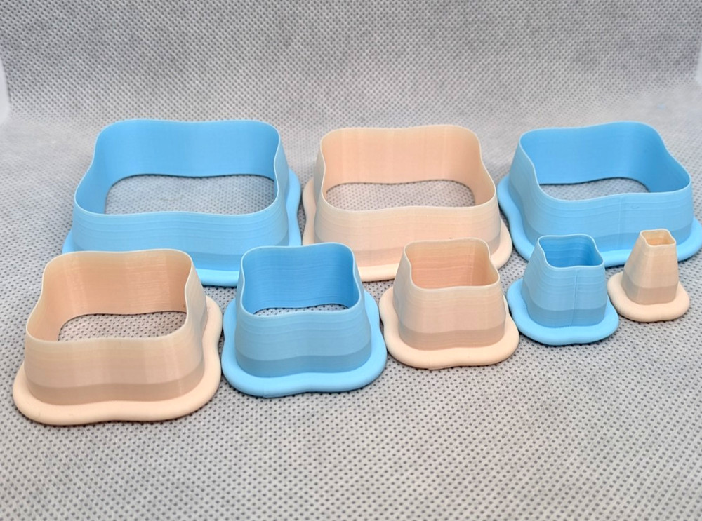Wavy Square Clay Cutter Shape Set ~ Polymer Crafting Tool ~ Stackable Outline