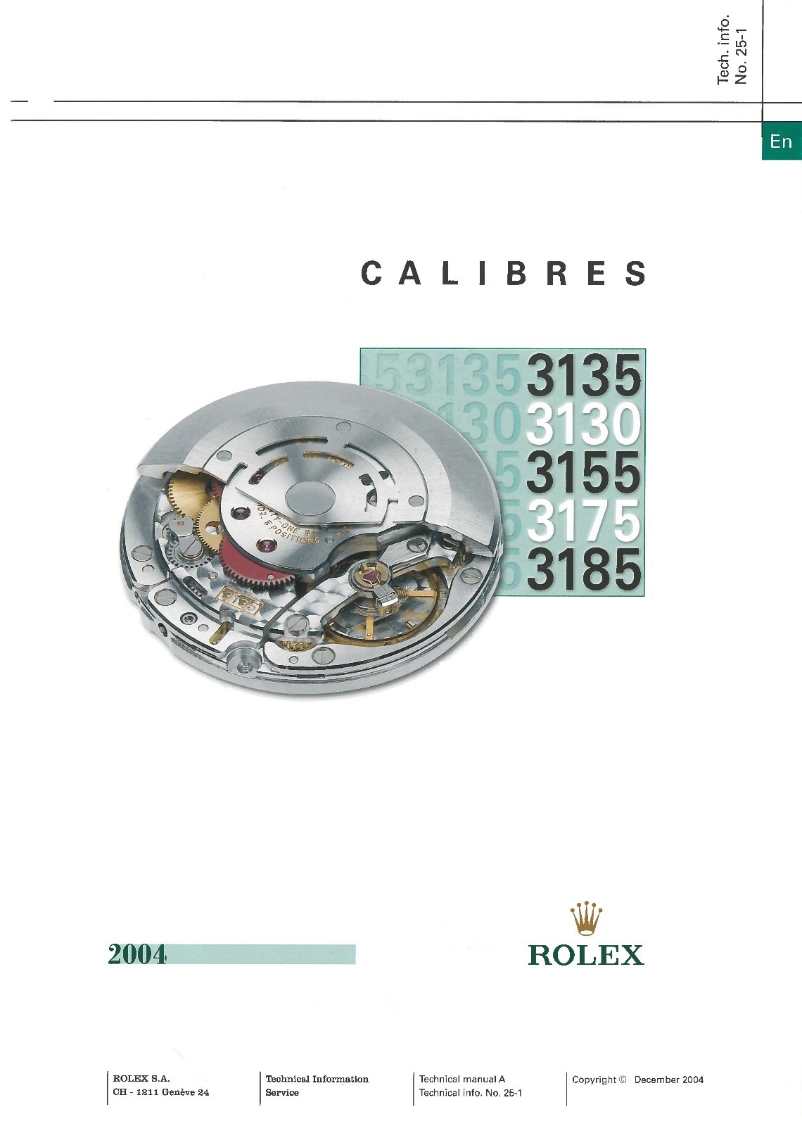 ROLEX MANUAL 2010 A TECHNICAL SERVICE CATALOG INFO SERVICE SPARE PART TECHNICAL