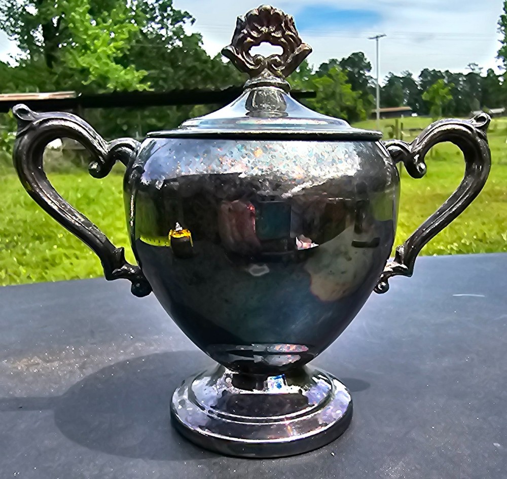 Vintage Silver Sugar Bowl Original Surface