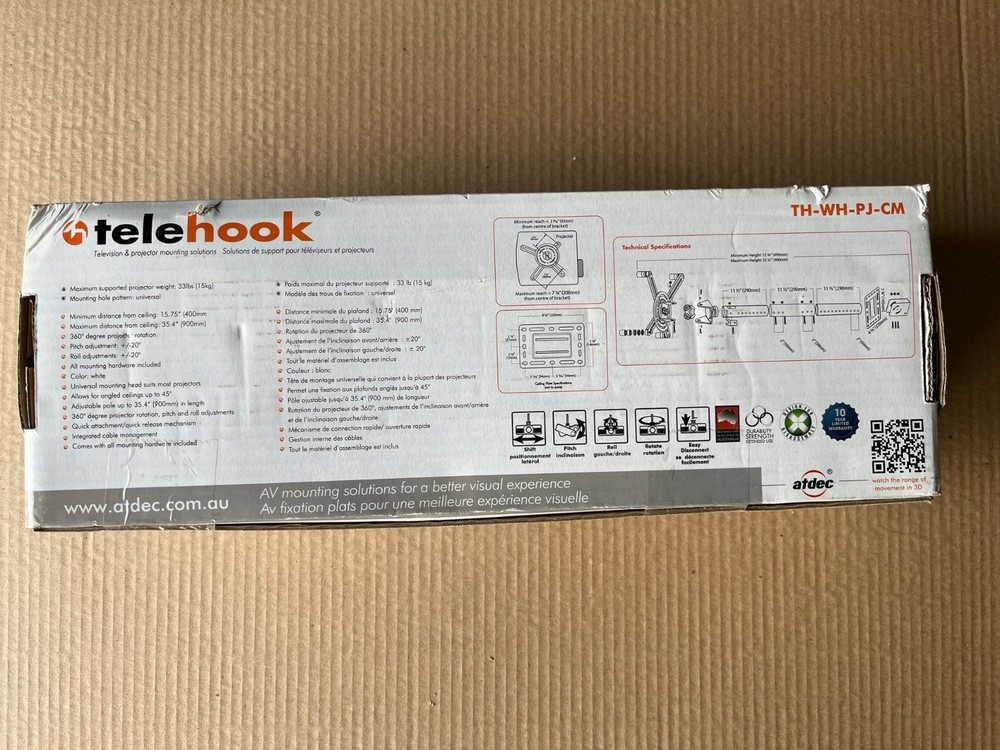 Telehook TH-WH-PJ-CM Universal Projector Ceiling Adjustable Pole Mount