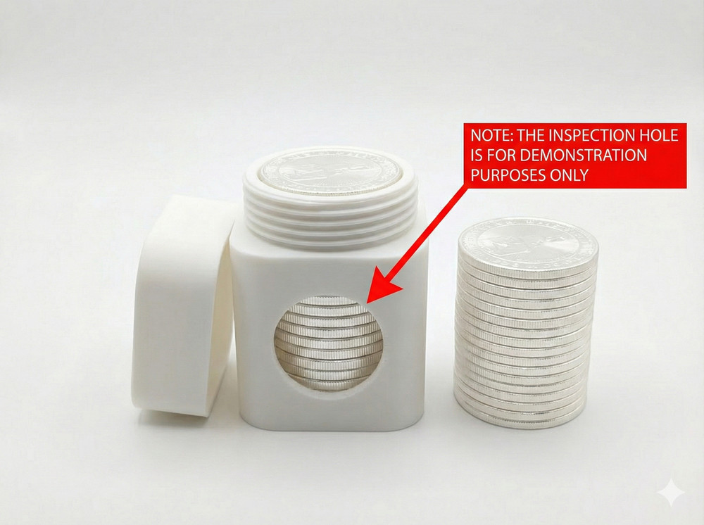 Silver Round Storage Container 2 Pack – 1oz Stacker Tub | NFC Smart Tracking