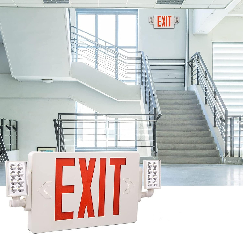 UL Listed LED Red Exit Sign Combo with Battery Backup - 2 Pack
