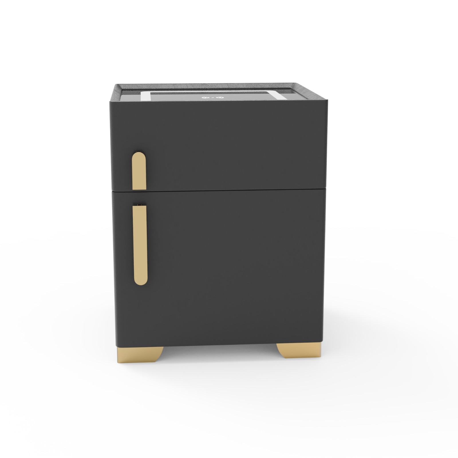 Deep Grey Smart Nightstand w/Security Safe Lock Box, 3-Color,Wireless Charging