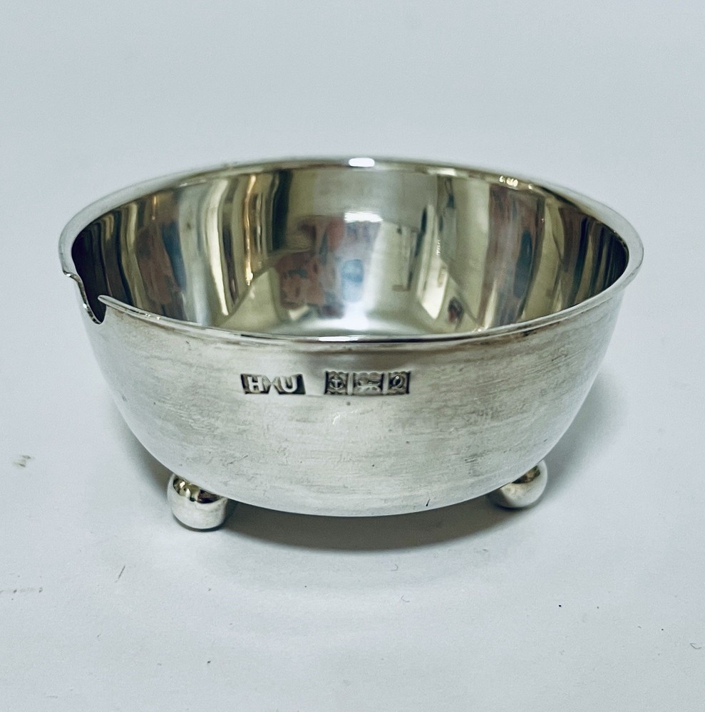 Antique Vintage Solid Sterling Silver Tea Leaf Strainer and Bowl 1965