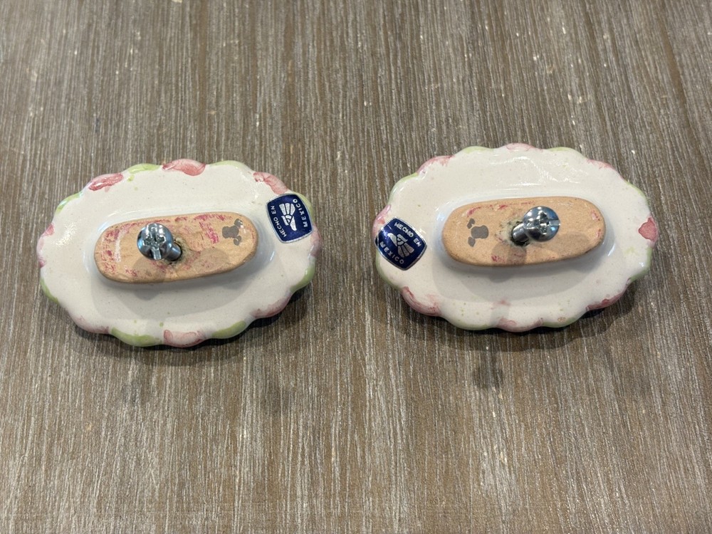 Mackenzie Childs ceramic set of 2 OVAL knobs