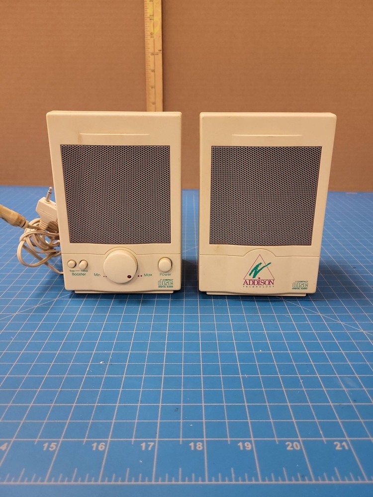 Addison Technologies Compact Disc Speakers Vintage Computer Audio Pair