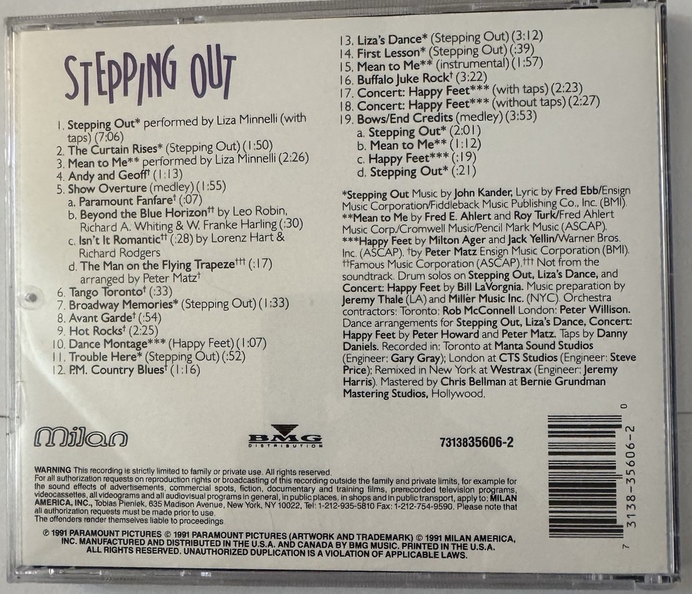Liza Minnelli , Signed Autographed , Cd Stepping Out