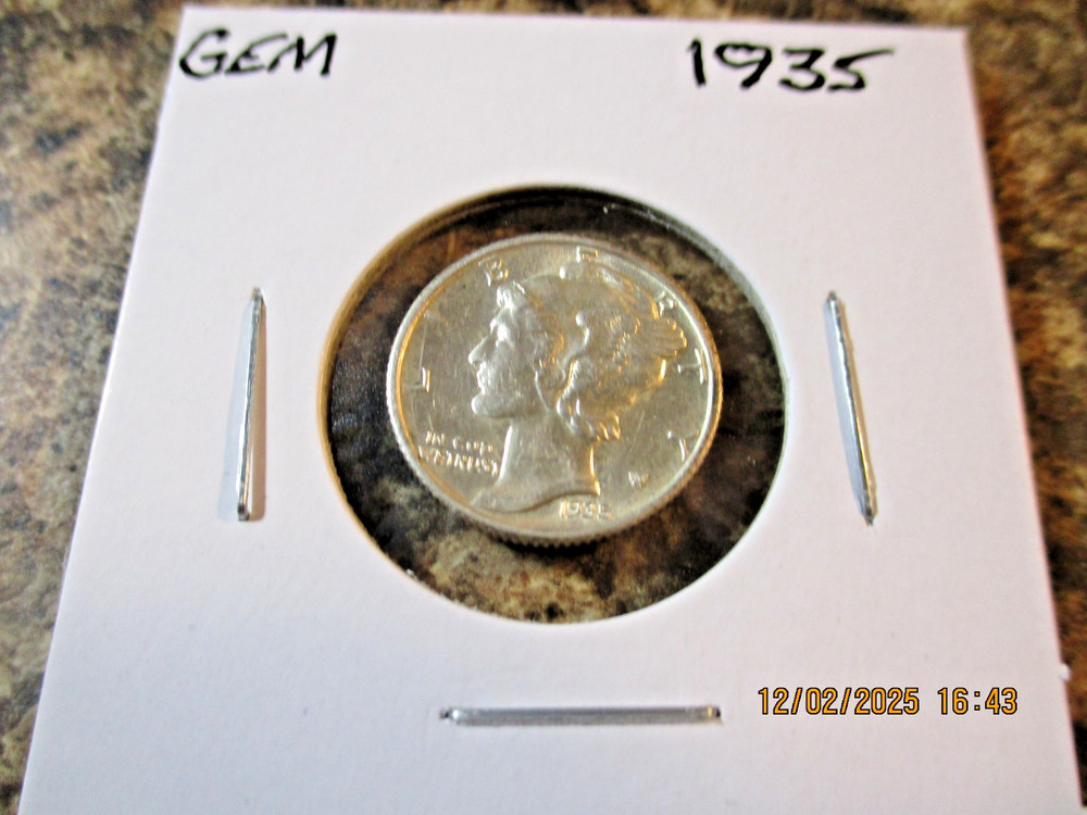 1935 MERCURY SILVER DIME GEM     BB