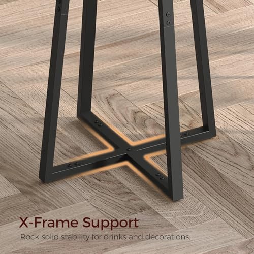 35.4" Tall Pub Cocktail Bar Table - Rustic Brown & Black, Easy Assembly for Kitc