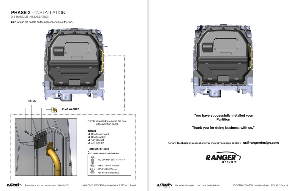 Composite Van Partition With Window – For Ford Transit MR Cargo Area | 3320-FTM