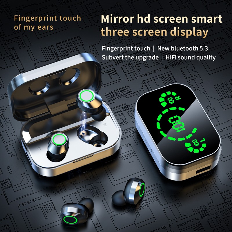 YD03 Wireless Bluetooth-compatible Headset TWS Large Screen Smart Digital Displa