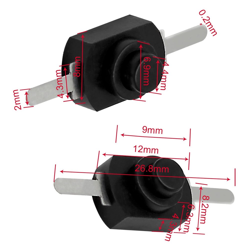 50pcs Black Latching Mini ON/Off Switch Self-Lock Micro Push Button Switch DC
