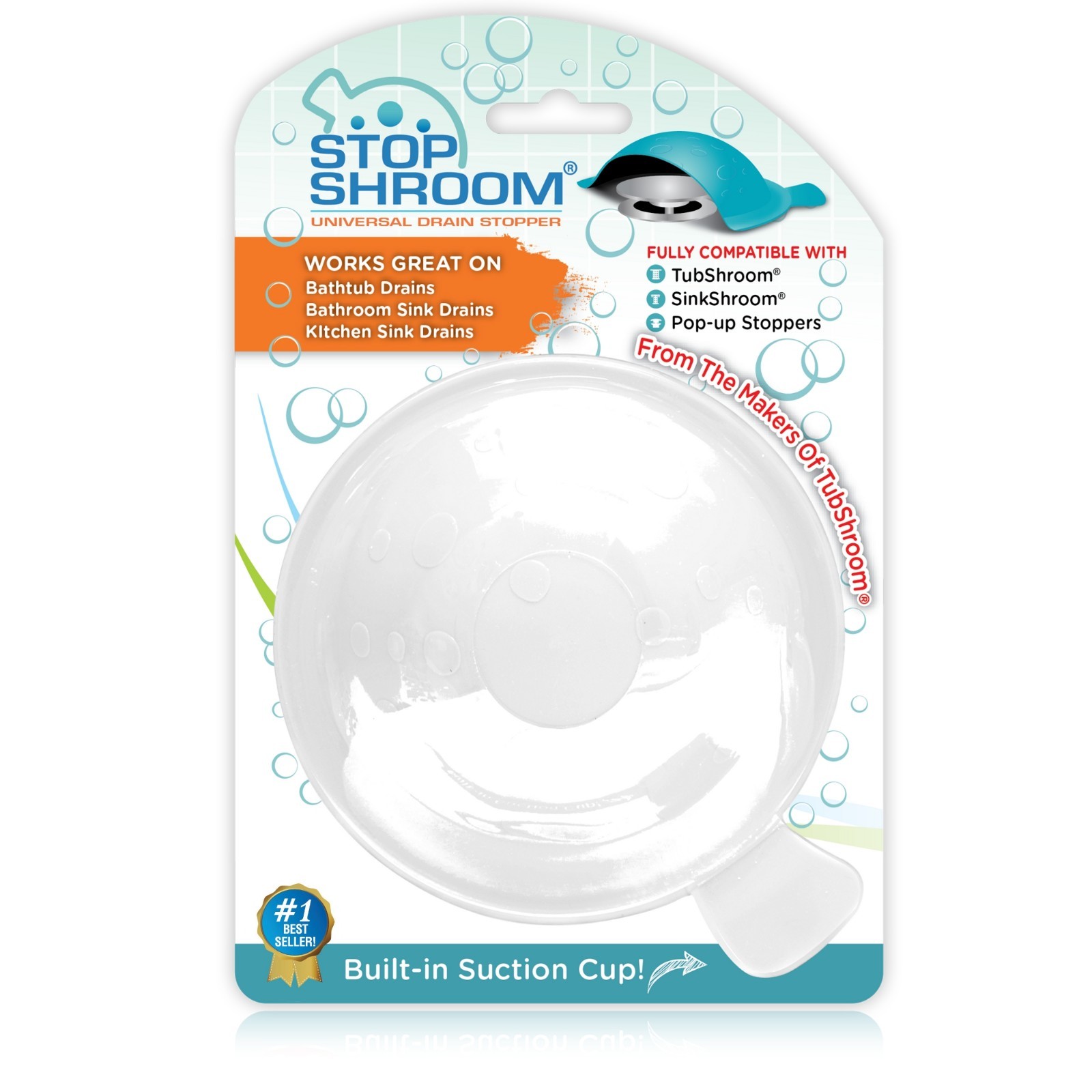 StopShroom® Universal Stopper Cover for Bathtub & Bathroom Drains by TubShroom